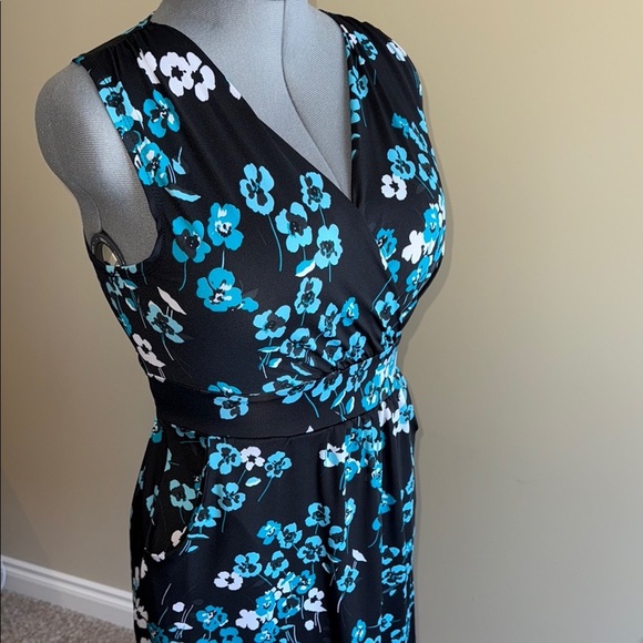 George Floral Black and Blue Sleeveless Mini Dress with Pockets Women's Size M - Picture 3 of 8